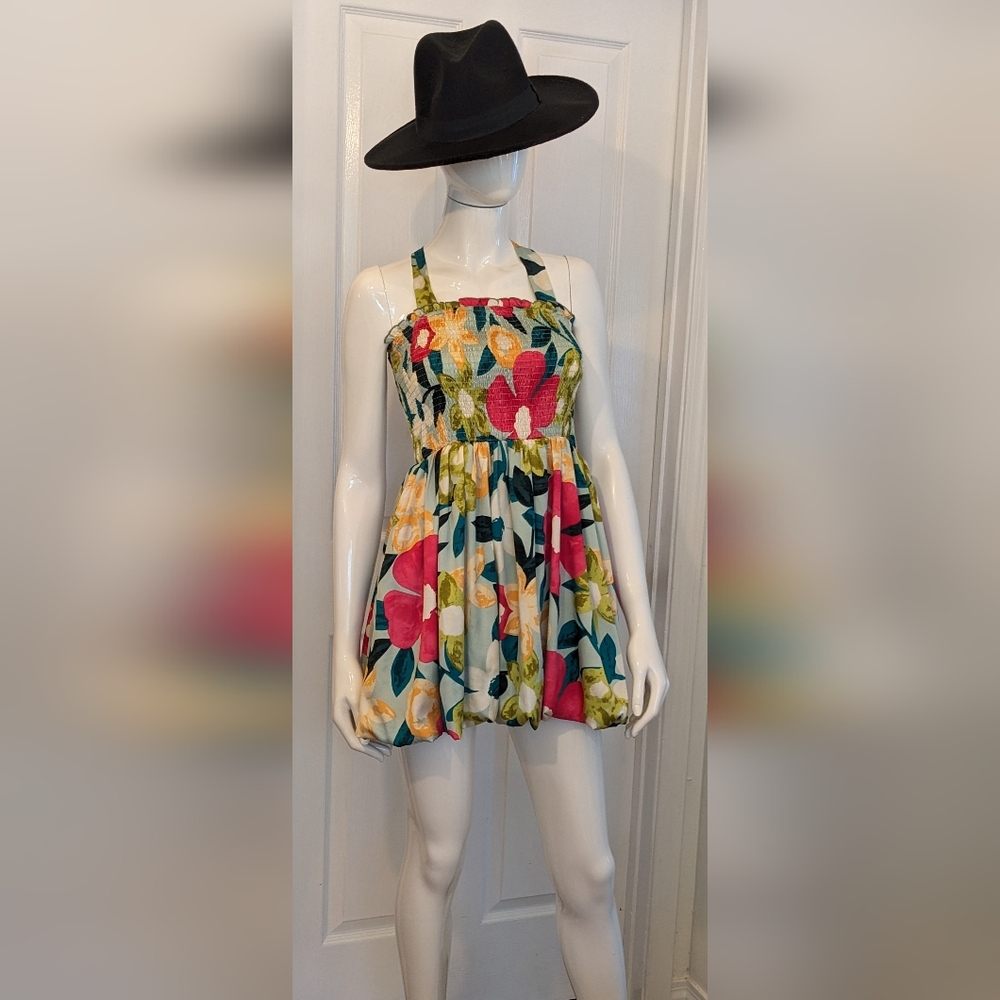 CEC Floral Bubble Core  Adjustable Straps Dress  Medium.